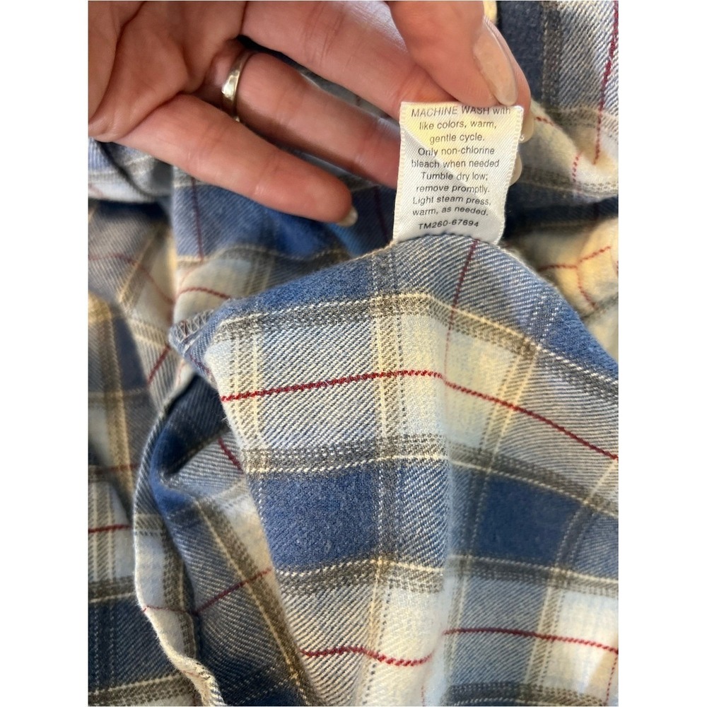 Pendleton Women's 100% Cotton Plaid Flannel Button Up Shirt Blue White Size M - Picture 12 of 12